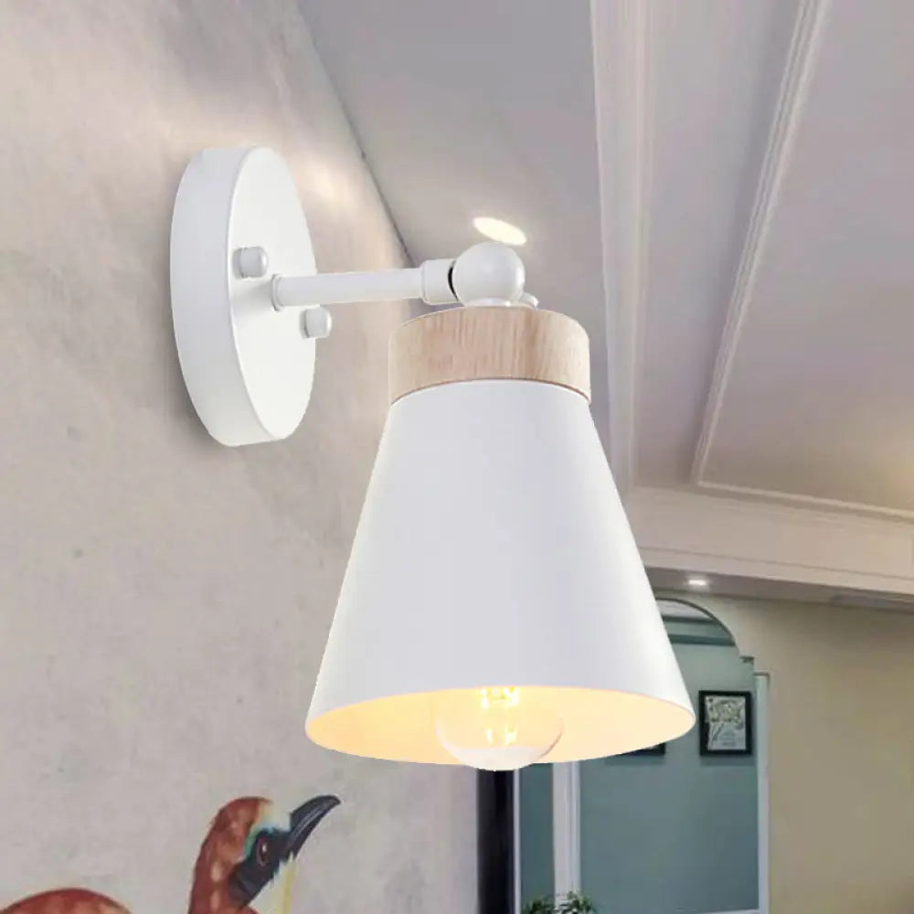 DecorBites™ Modern Bedside Sconce with Adjustable Metallic Shade - Black/White Finish Wall Lamp
