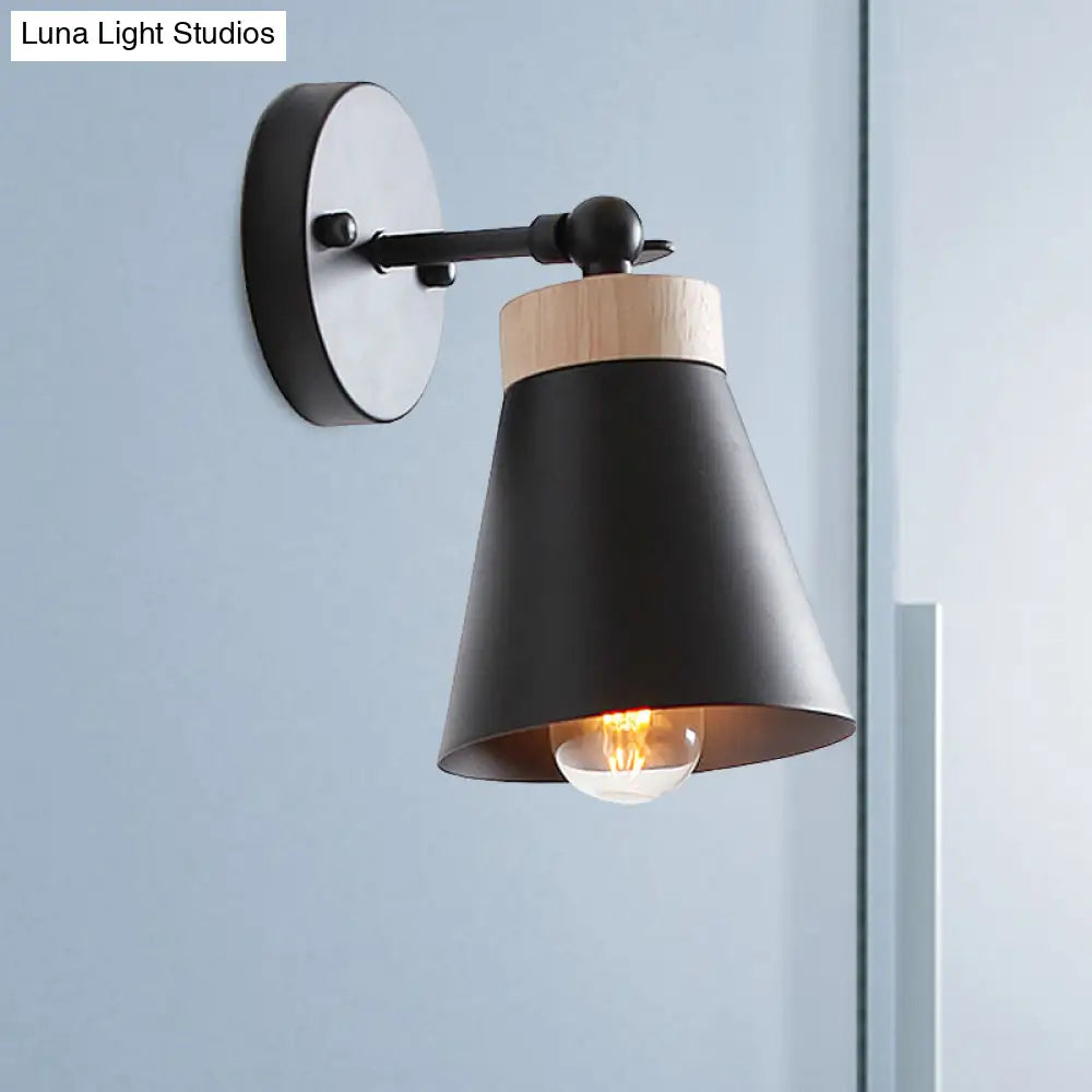 DecorBites™ Modern Bedside Sconce with Adjustable Metallic Shade - Black/White Finish Wall Lamp