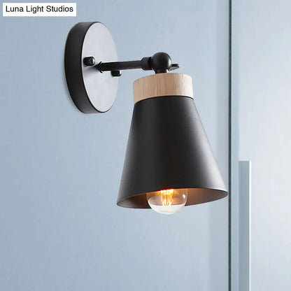 DecorBites™ Modern Bedside Sconce with Adjustable Metallic Shade - Black/White Finish Wall Lamp