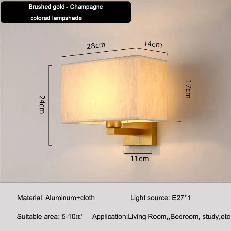 Modern beige and black elegant bedroom wall lamp