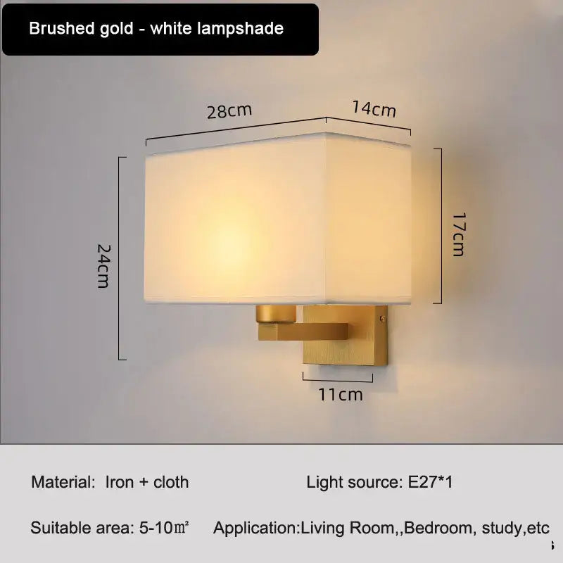 Modern beige and black elegant bedroom wall lamp
