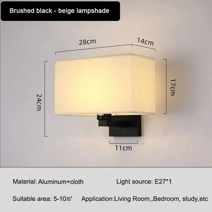 Modern beige and black elegant bedroom wall lamp