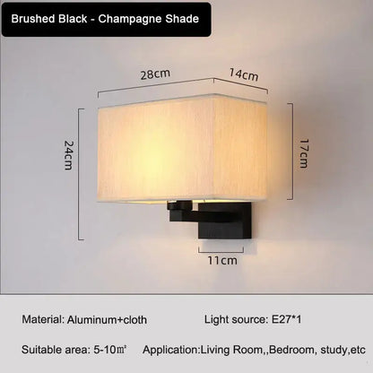 Modern beige and black elegant bedroom wall lamp