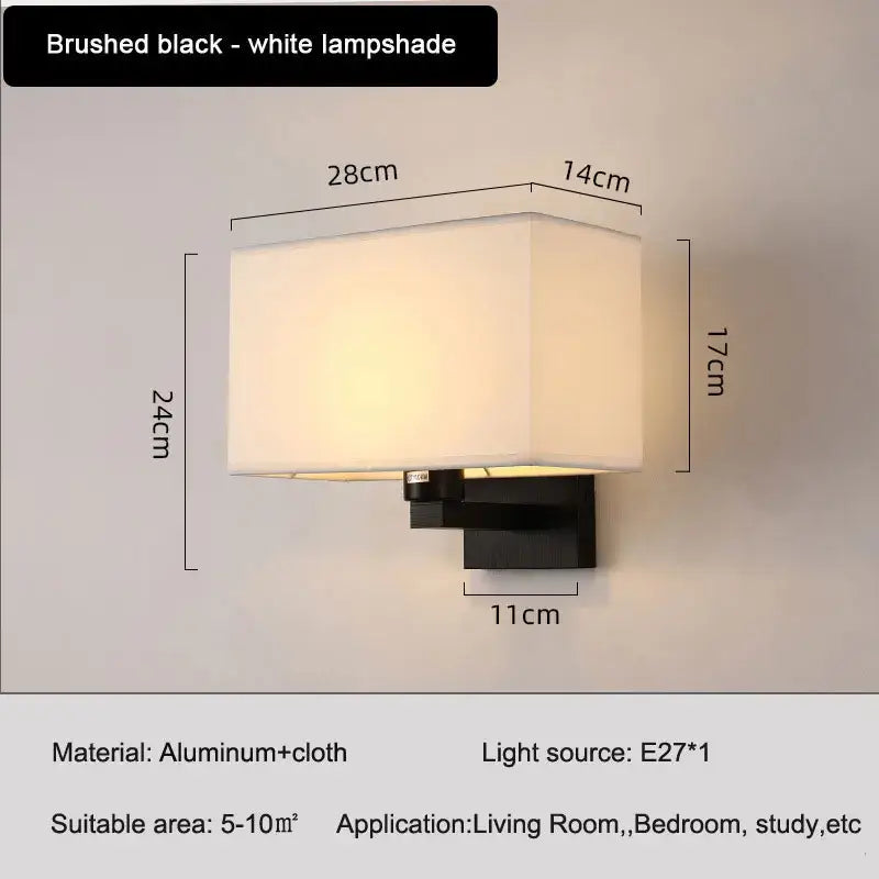 Modern beige and black elegant bedroom wall lamp