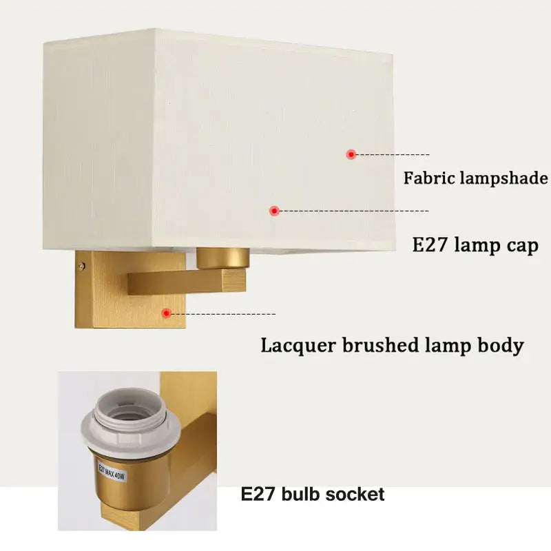 Modern beige and black elegant bedroom wall lamp