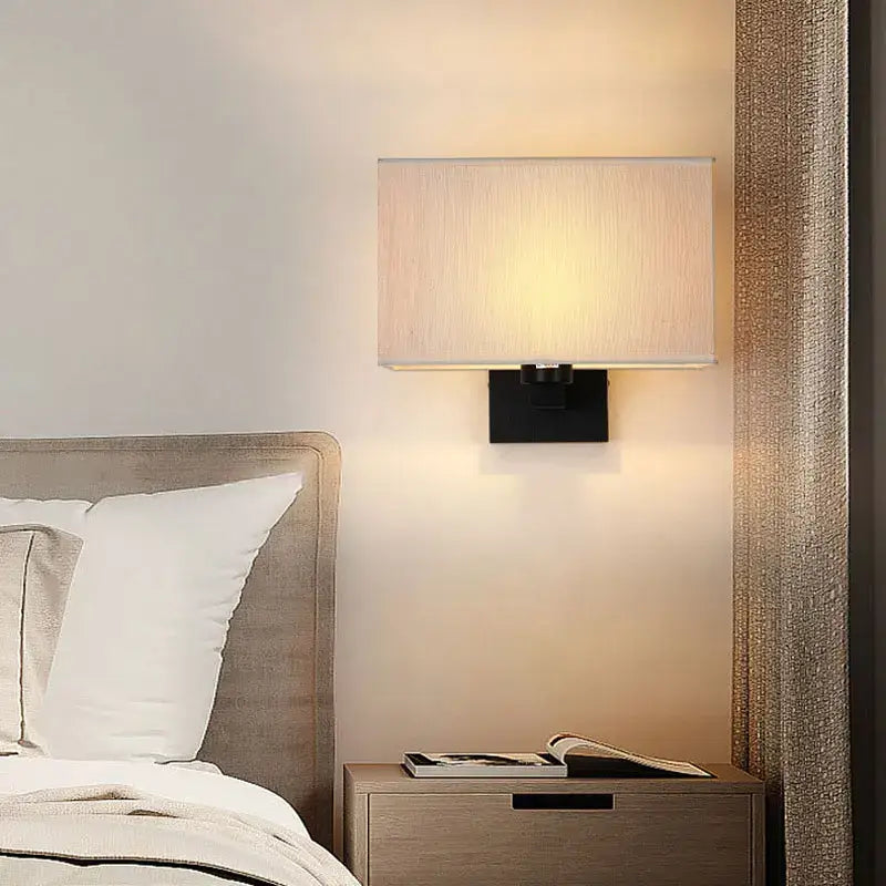 Modern beige and black elegant bedroom wall lamp