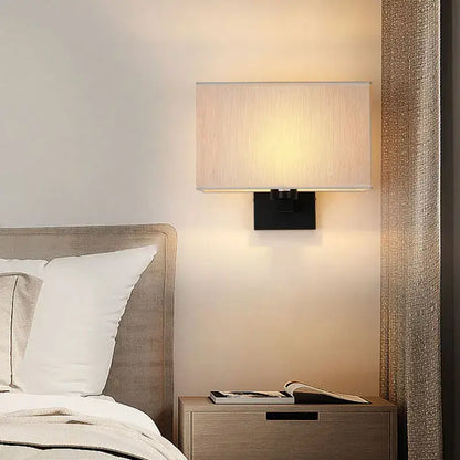 Modern beige and black elegant bedroom wall lamp