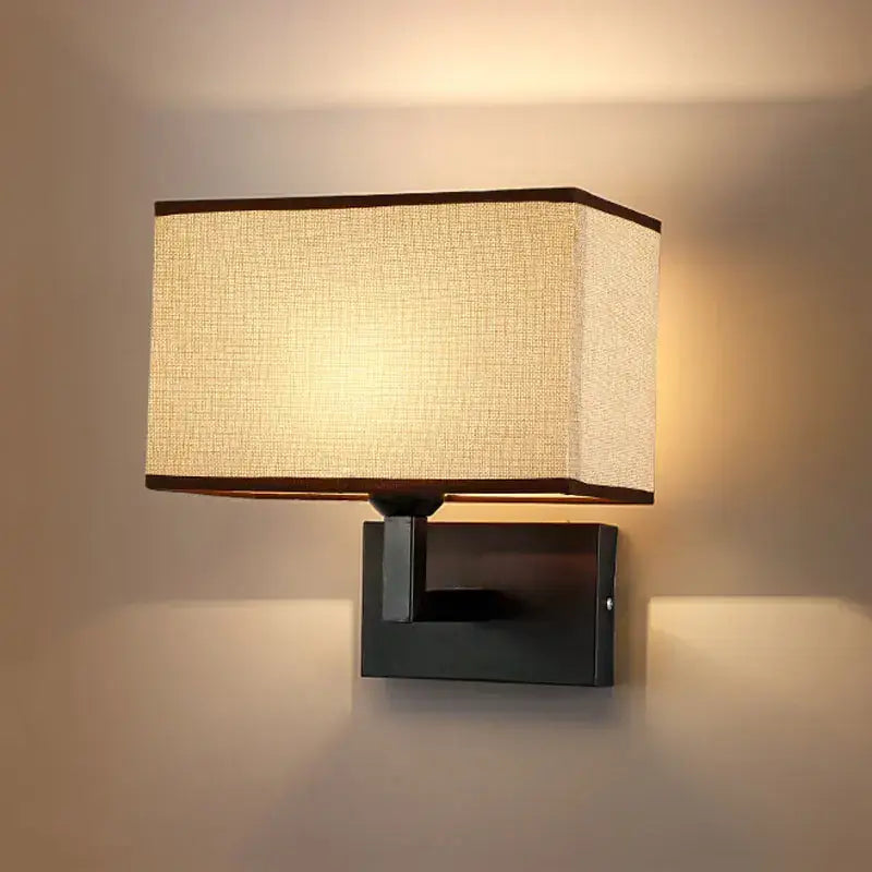 Modern beige and brown hotel fabric wall lamp bedroom light