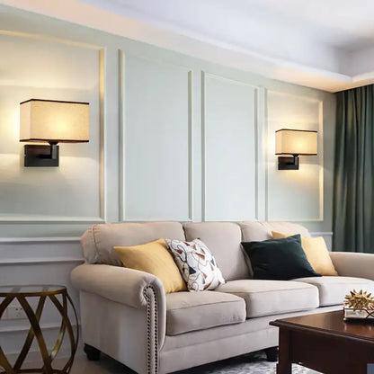 Modern beige and brown hotel fabric wall lamp bedroom light