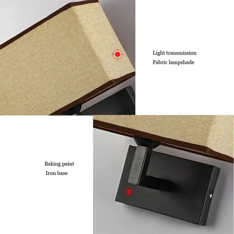 Modern beige and brown hotel fabric wall lamp bedroom light