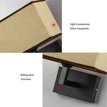 Modern beige and brown hotel fabric wall lamp bedroom light