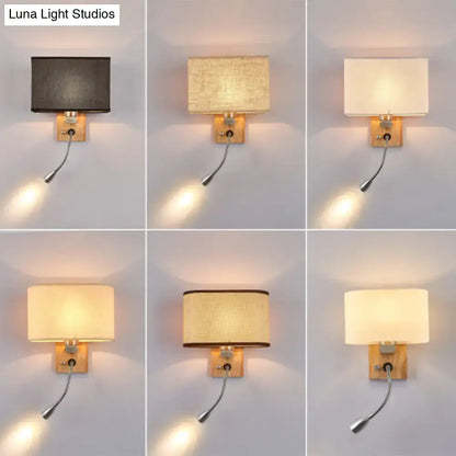 Modern beige fabric bedside reading lamp bedroom 5 inch fixture