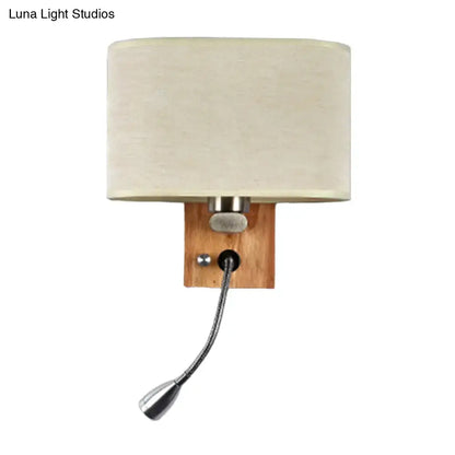 Modern beige fabric bedside reading lamp bedroom 5 inch fixture