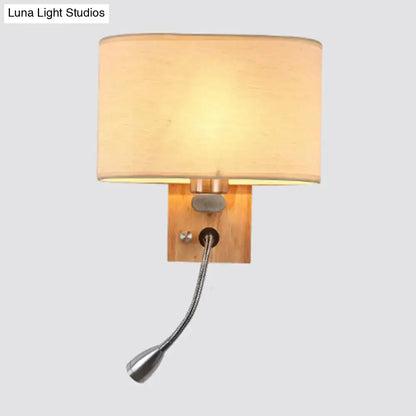 Modern beige fabric bedside reading lamp bedroom 5 inch fixture