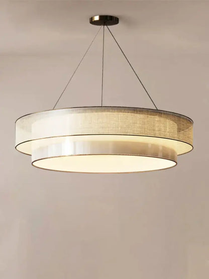 Modern beige fabric contemporary led round pendant light dining room