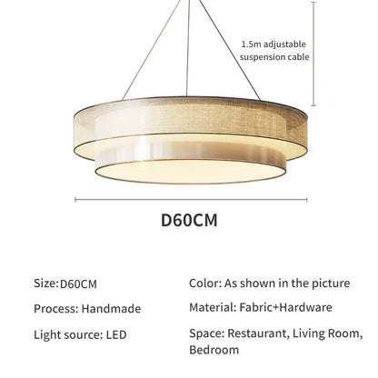 Modern beige fabric contemporary led round pendant light dining room