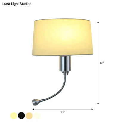 Modern beige fabric flush wall sconce bedroom reading light