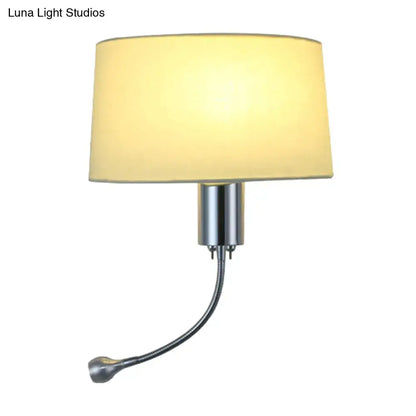 Modern beige fabric flush wall sconce bedroom reading light