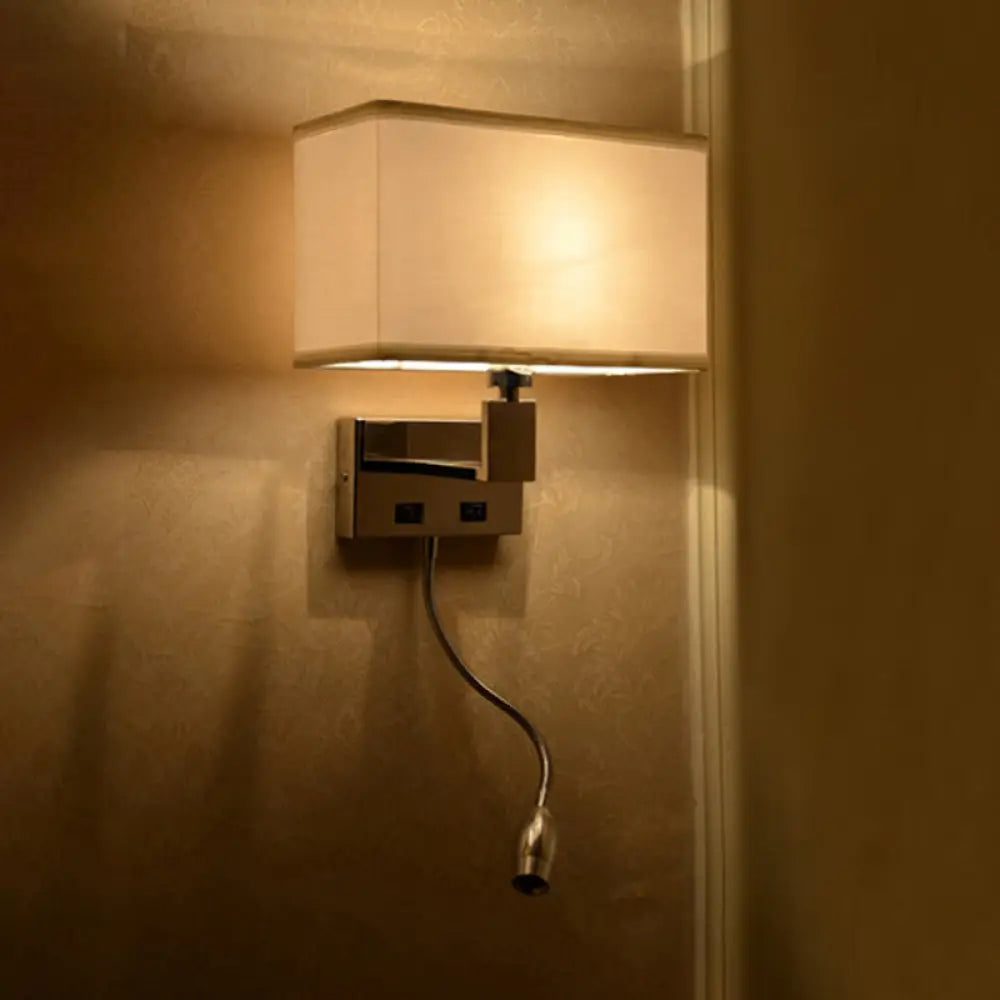 DecorBites™ Modern Beige Fabric LED Wall Sconce with Spotlight