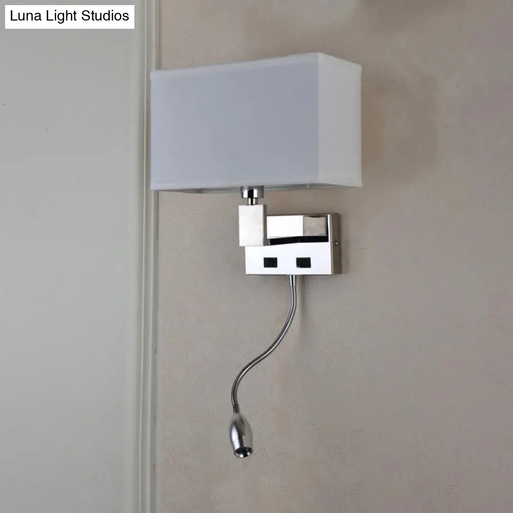 DecorBites™ Modern Beige Fabric LED Wall Sconce with Spotlight