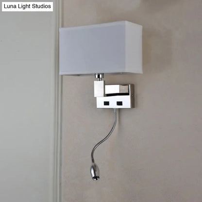DecorBites™ Modern Beige Fabric LED Wall Sconce with Spotlight