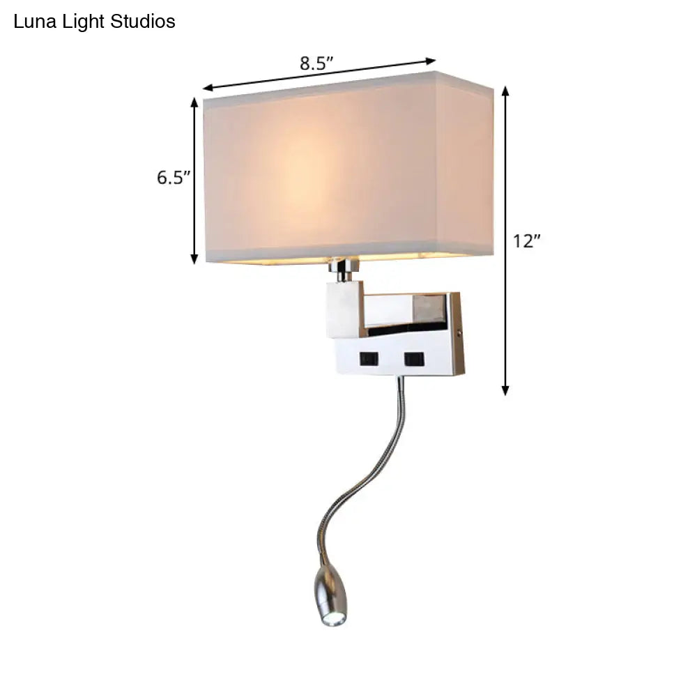 DecorBites™ Modern Beige Fabric LED Wall Sconce with Spotlight