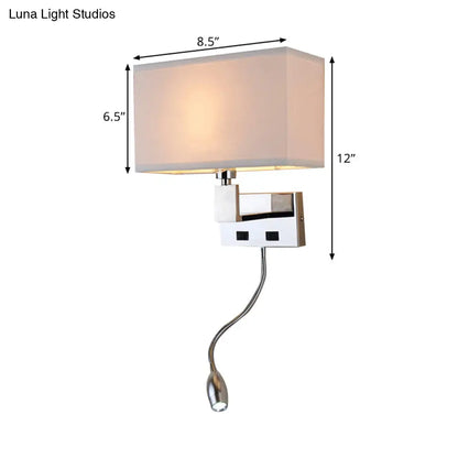 DecorBites™ Modern Beige Fabric LED Wall Sconce with Spotlight