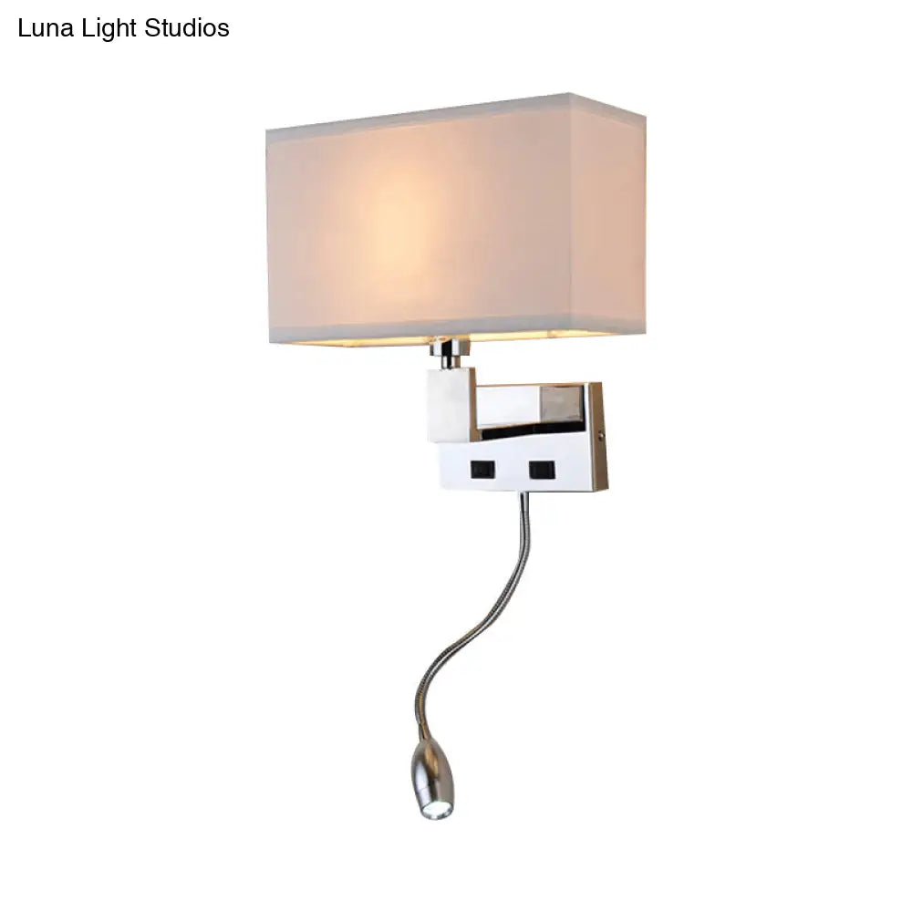 DecorBites™ Modern Beige Fabric LED Wall Sconce with Spotlight