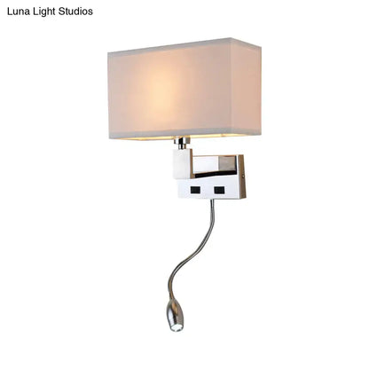 Modern beige fabric led wall sconce with spotlight for bedroom