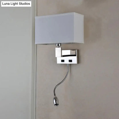 Modern beige fabric led wall sconce with spotlight for bedroom