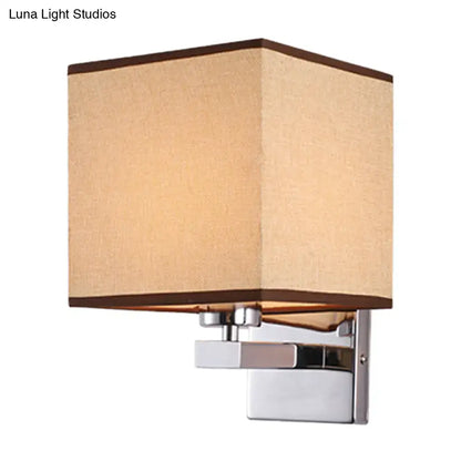 Modern beige fabric shade wall light bedroom e26 e27 sconce