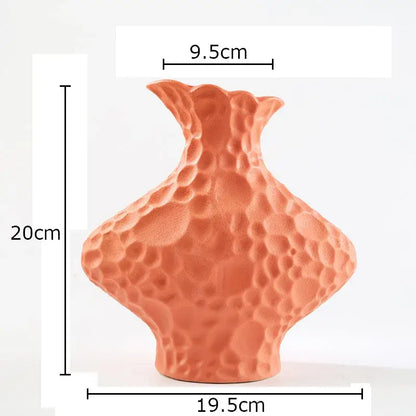 Modern beige frosted ceramic vase textured living room decor