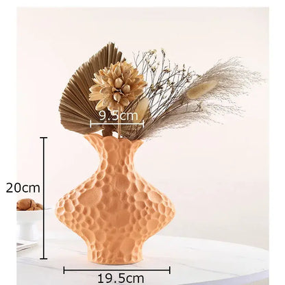 Modern beige frosted ceramic vase textured living room decor