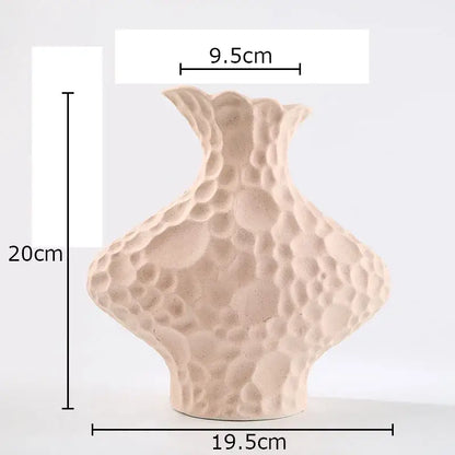 Modern beige frosted ceramic vase textured living room decor