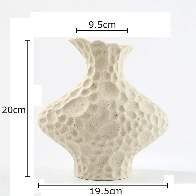 Modern beige frosted ceramic vase textured living room decor