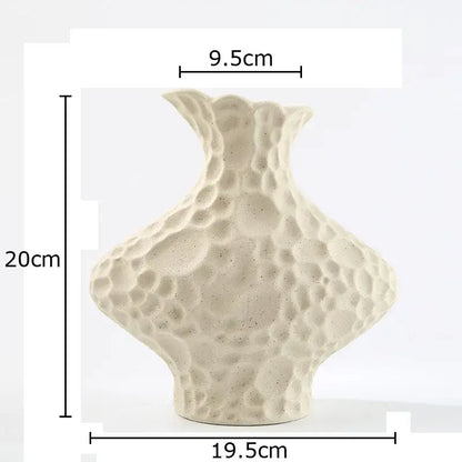Modern beige frosted ceramic vase textured living room decor