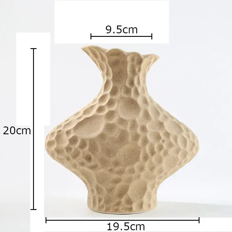 Modern beige frosted ceramic vase textured living room decor