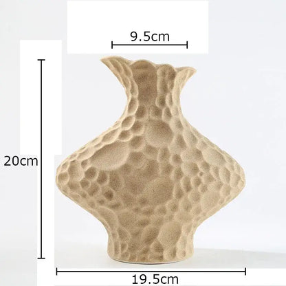 Modern beige frosted ceramic vase textured living room decor