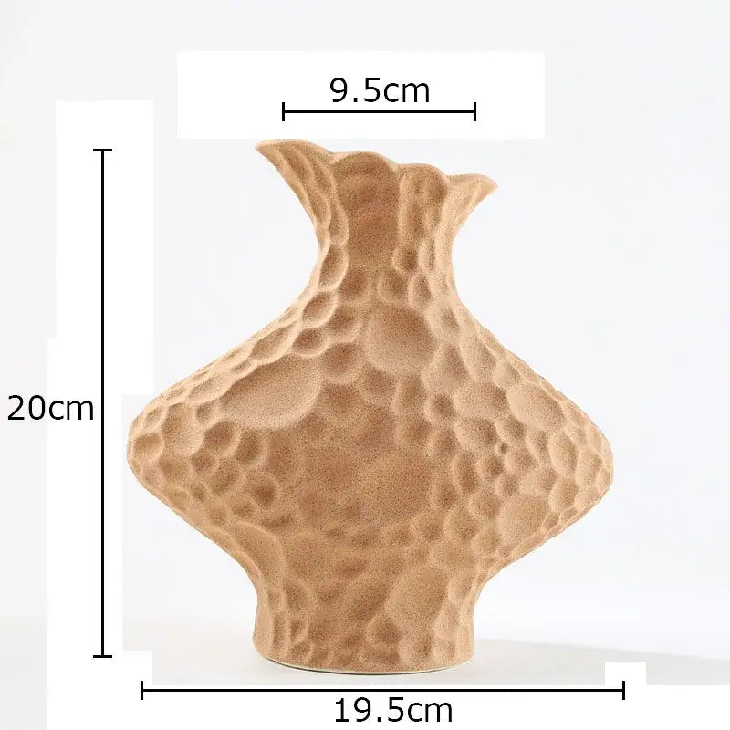 Modern beige frosted ceramic vase textured living room decor