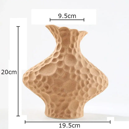 Modern beige frosted ceramic vase textured living room decor
