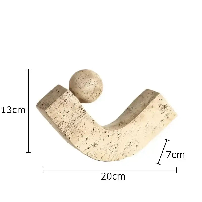 Modern beige geometric stone sculpture living room desk decoration