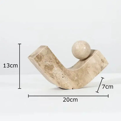 Modern beige geometric stone sculpture living room desk decoration