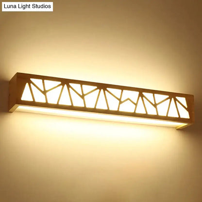 Modern beige geometric wooden wall lamp for bathroom