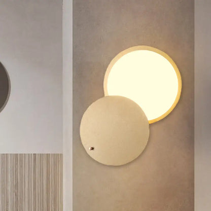 Modern beige & gold metal rotatable led wall lamp bedroom sconce