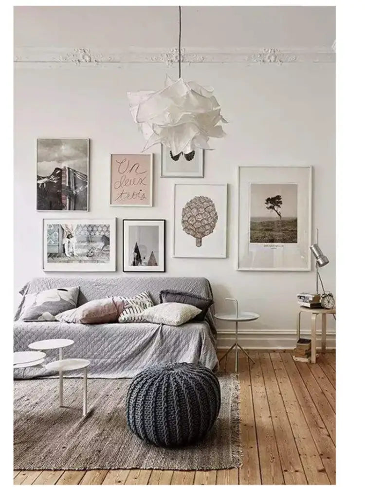 Modern beige & gray nordic paper pendant light living room