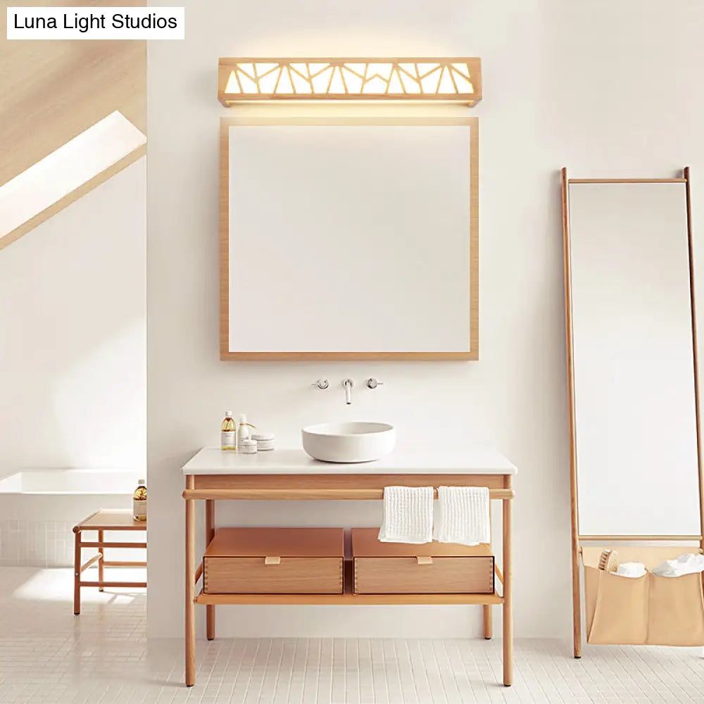 DecorBites™ Modern Beige Nordic Wooden LED Sconce Wall Lamp for Bathroom