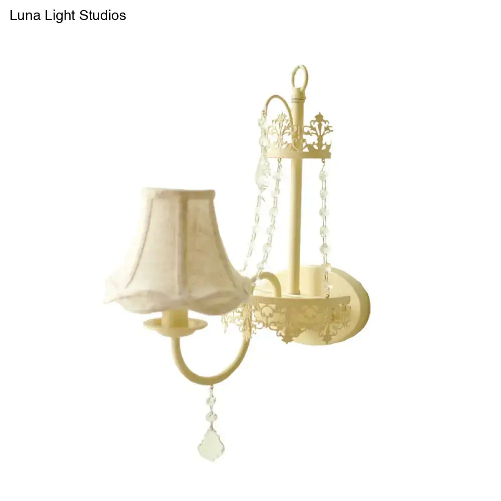 Modern beige ornate crystal sconce bedroom 15 inch fixture