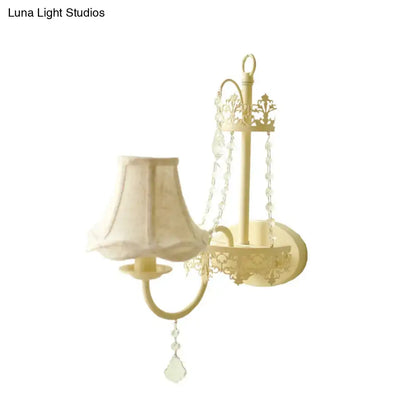 Modern beige ornate crystal sconce bedroom 15 inch fixture