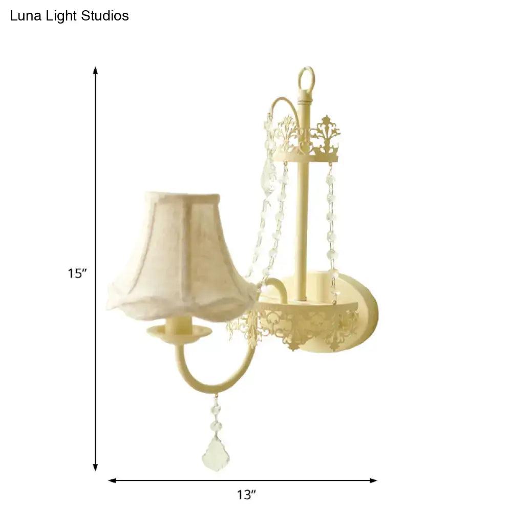 Modern beige ornate crystal sconce bedroom 15 inch fixture