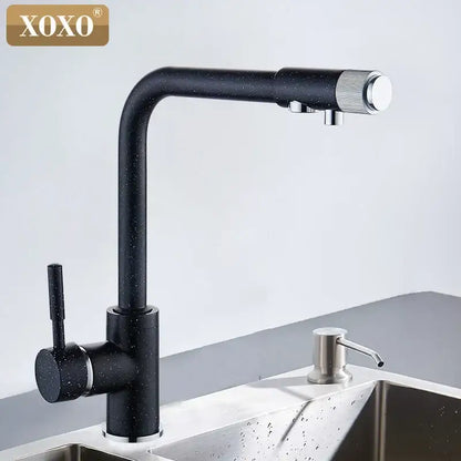 Modern beige speckled faucet with chrome accents kitchen water purifier